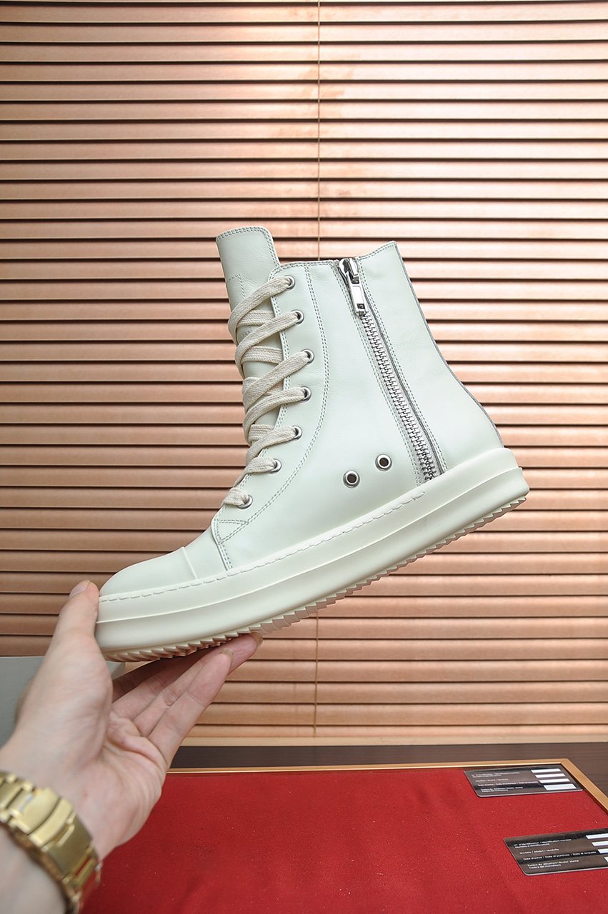 Rick Owens Off-White High-Top Sneakers — model