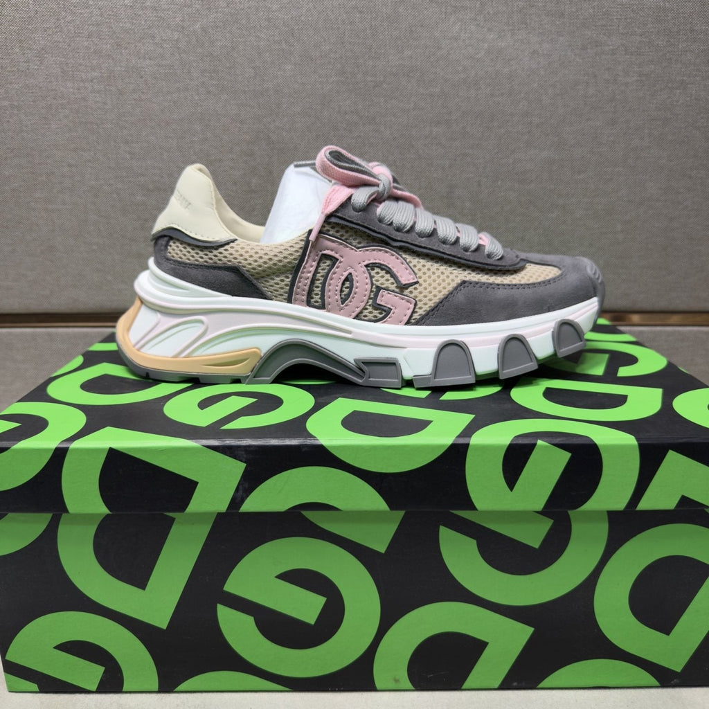 Dolce & Gabbana Gray, Cream and Pink Sneakers — side