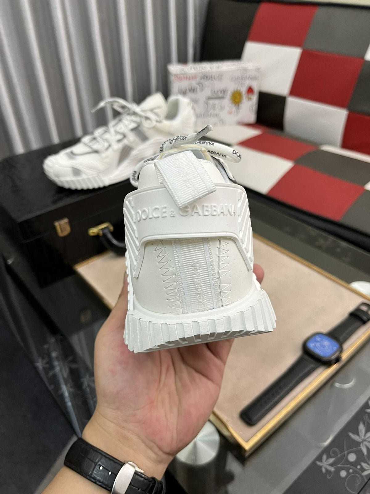 Dolce & Gabbana White and Light Gray Chunky Sneakers — back