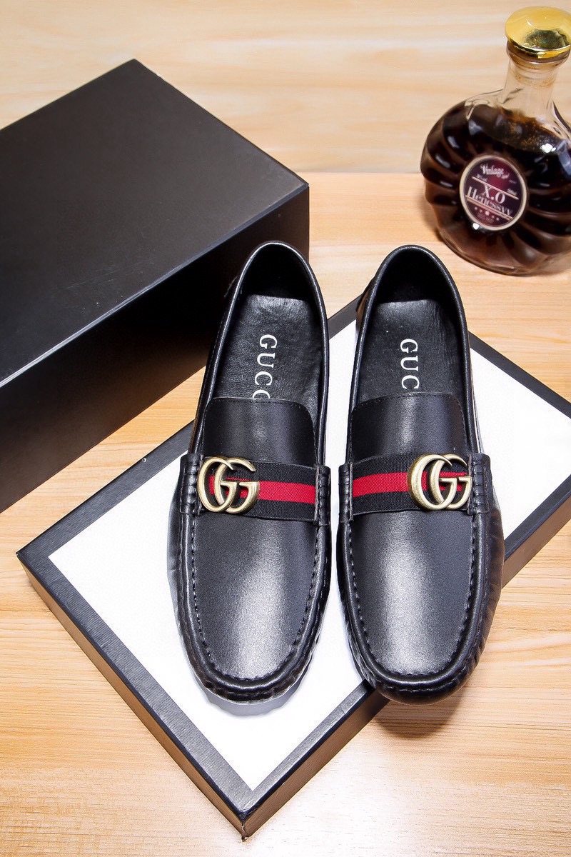 Gucci Black Red-Green Stripe Loafers — front