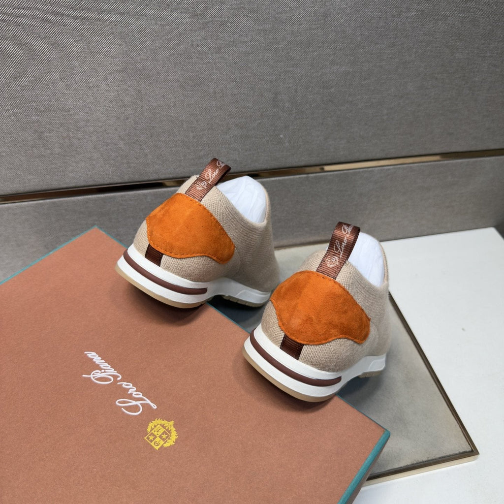 Loro Piana Beige Textured Slip-On Shoes — back