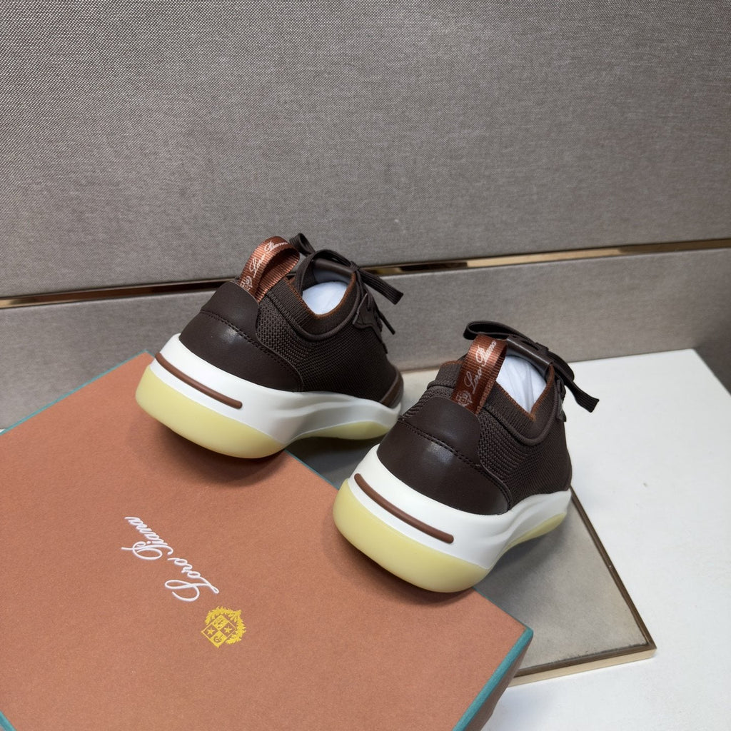 Men's Dark Brown Paneled Sneakers — back