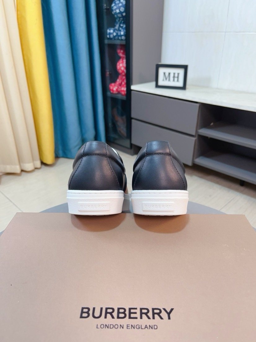 Burberry Beige Check Slip-On Sneakers — back