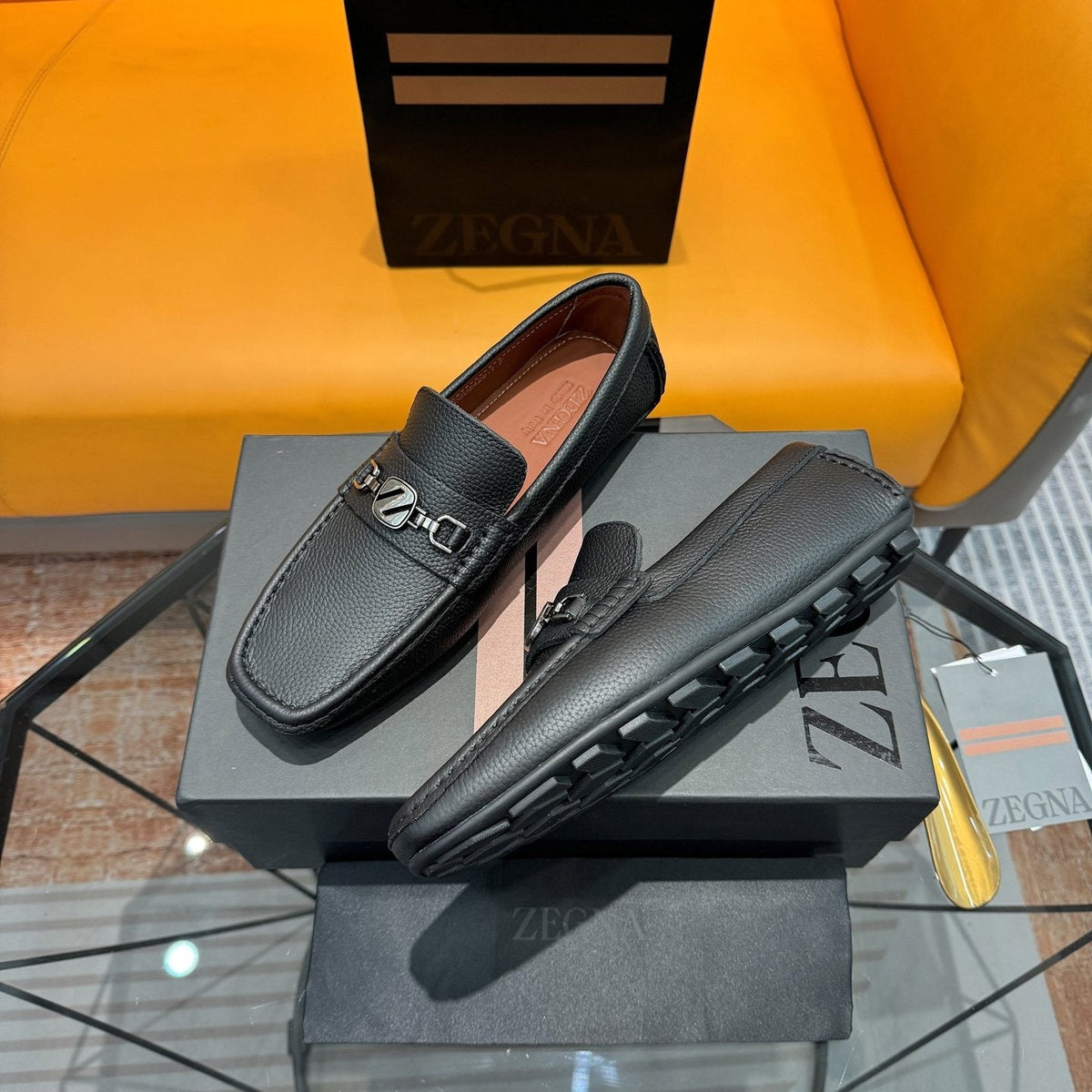 Zegna Men's Black Bit Driving Loafers — side