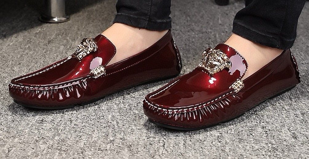 Versace Burgundy Ornament Loafers — front