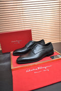 Ferragamo Black Lace-Up Dress Shoes — hero