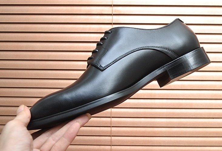 Ferragamo Black Lace-Up Dress Shoes — front