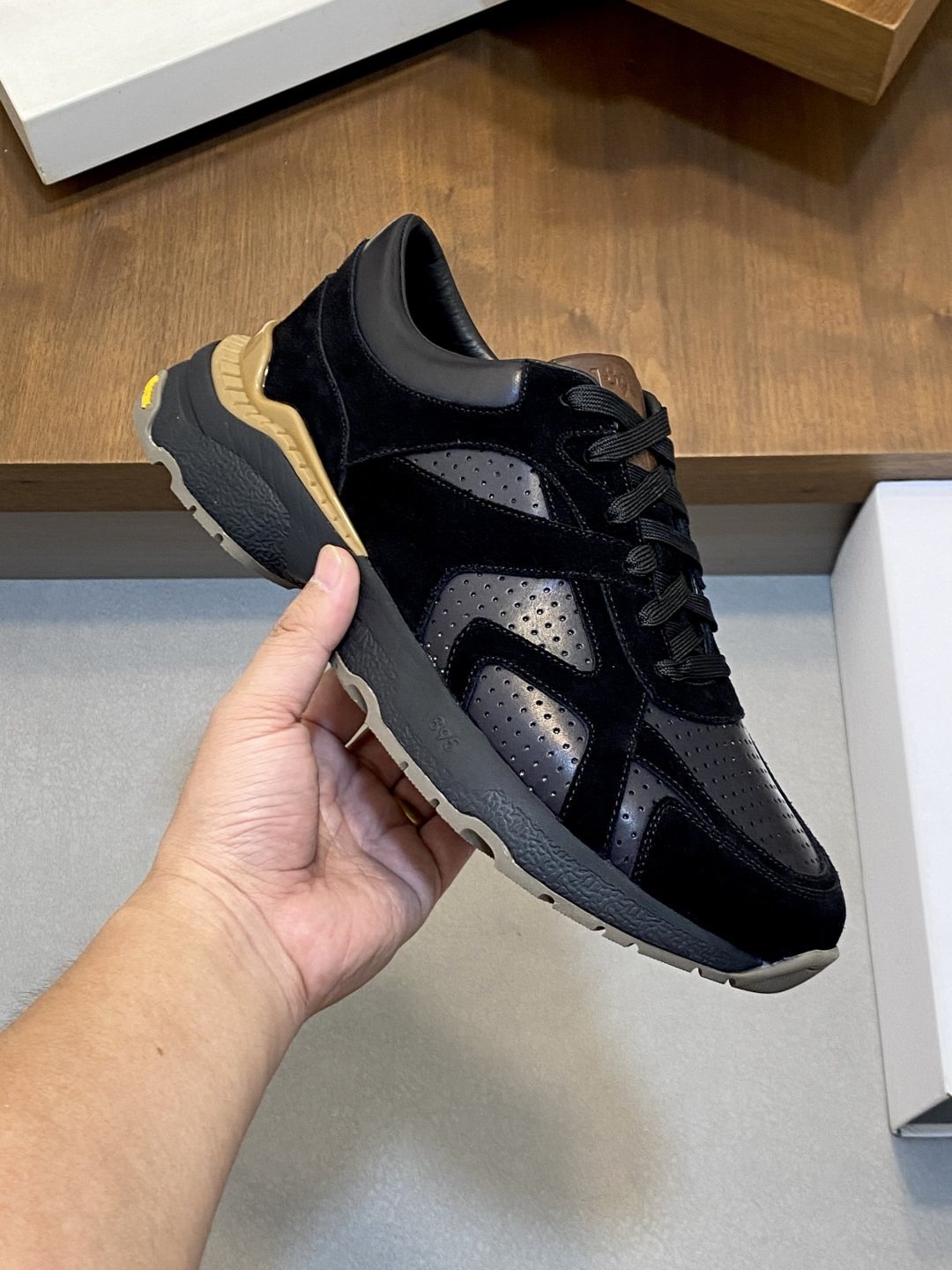 Berluti Black Low-Top Sneakers with Tan Accents — model