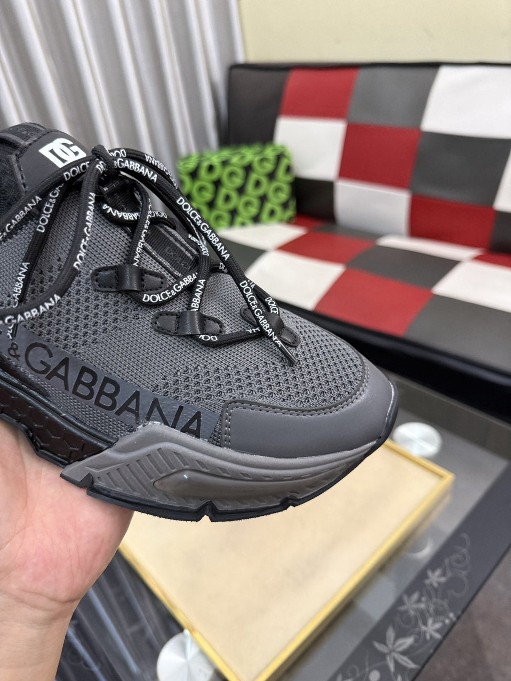 Dolce & Gabbana Gray and Black Chunky Sneakers — detail