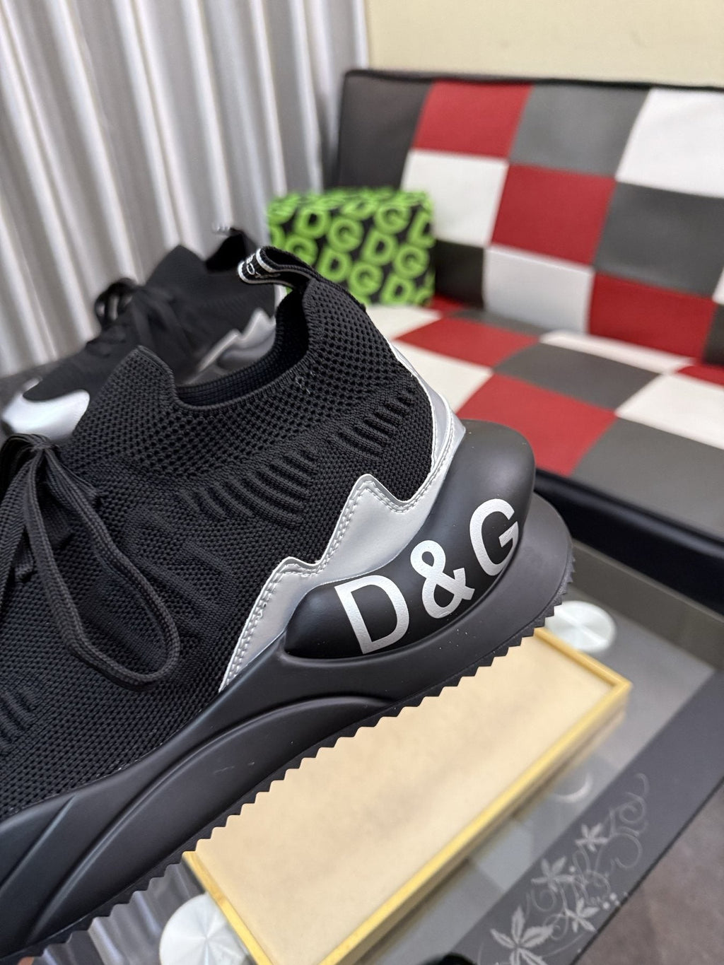 Dolce & Gabbana Black Sneakers with Silver Accents — detail