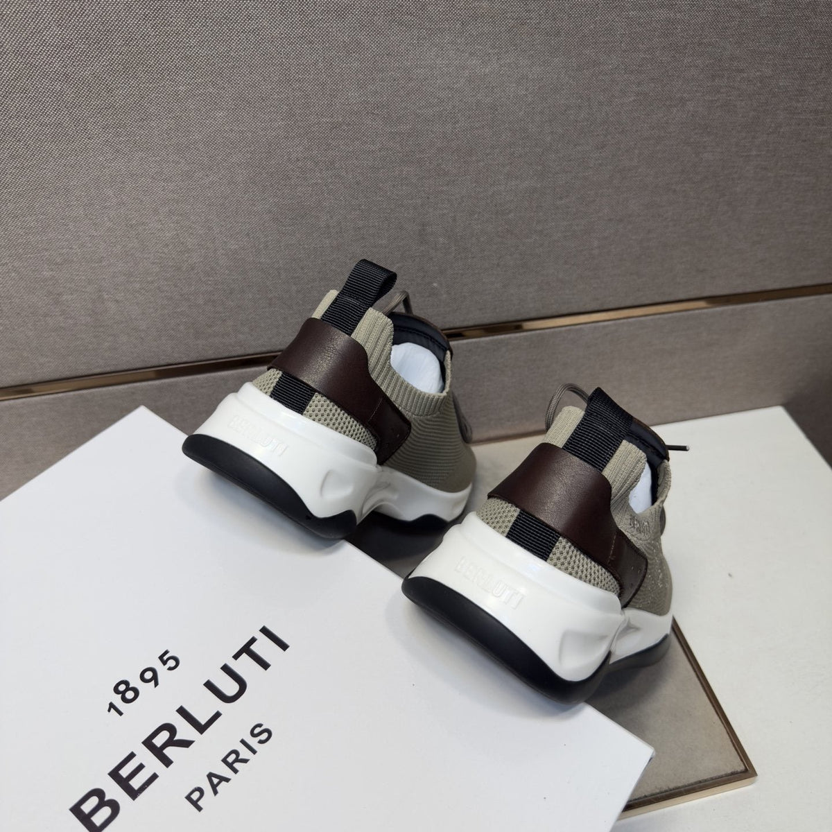 Berluti Taupe Lace-Up Sneakers — back