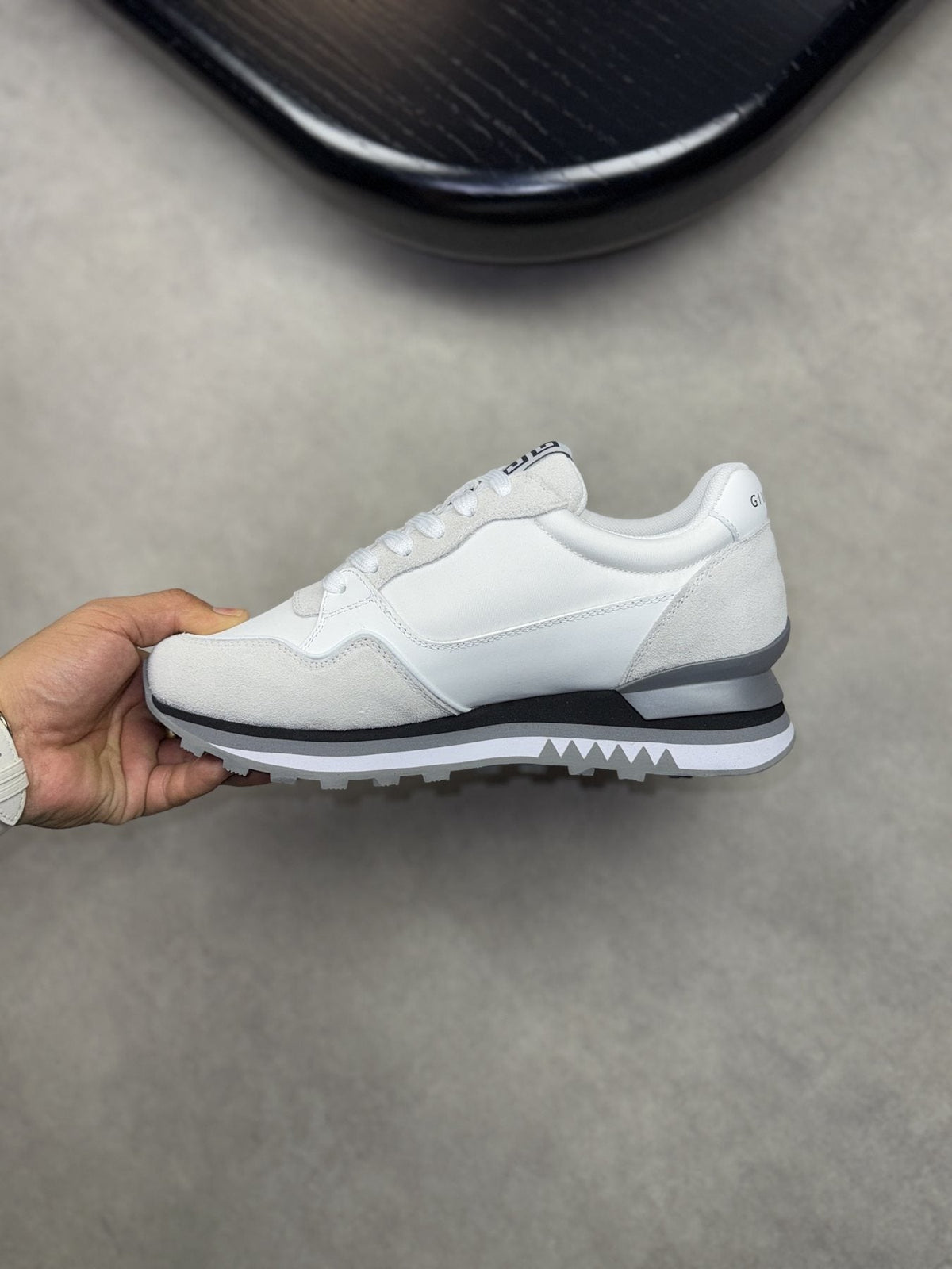 Givenchy White and Light Gray Low-Top Sneakers — side