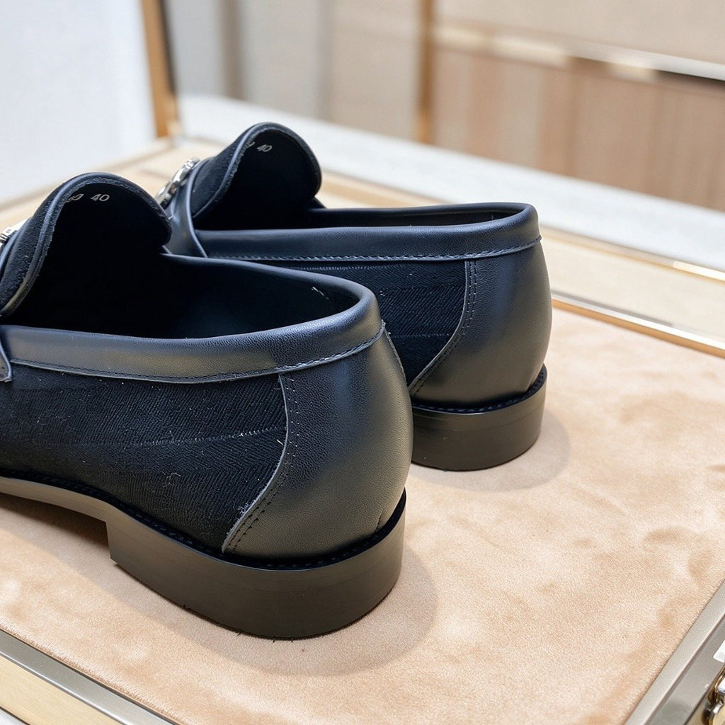 Ferragamo Black Bit Loafers — back