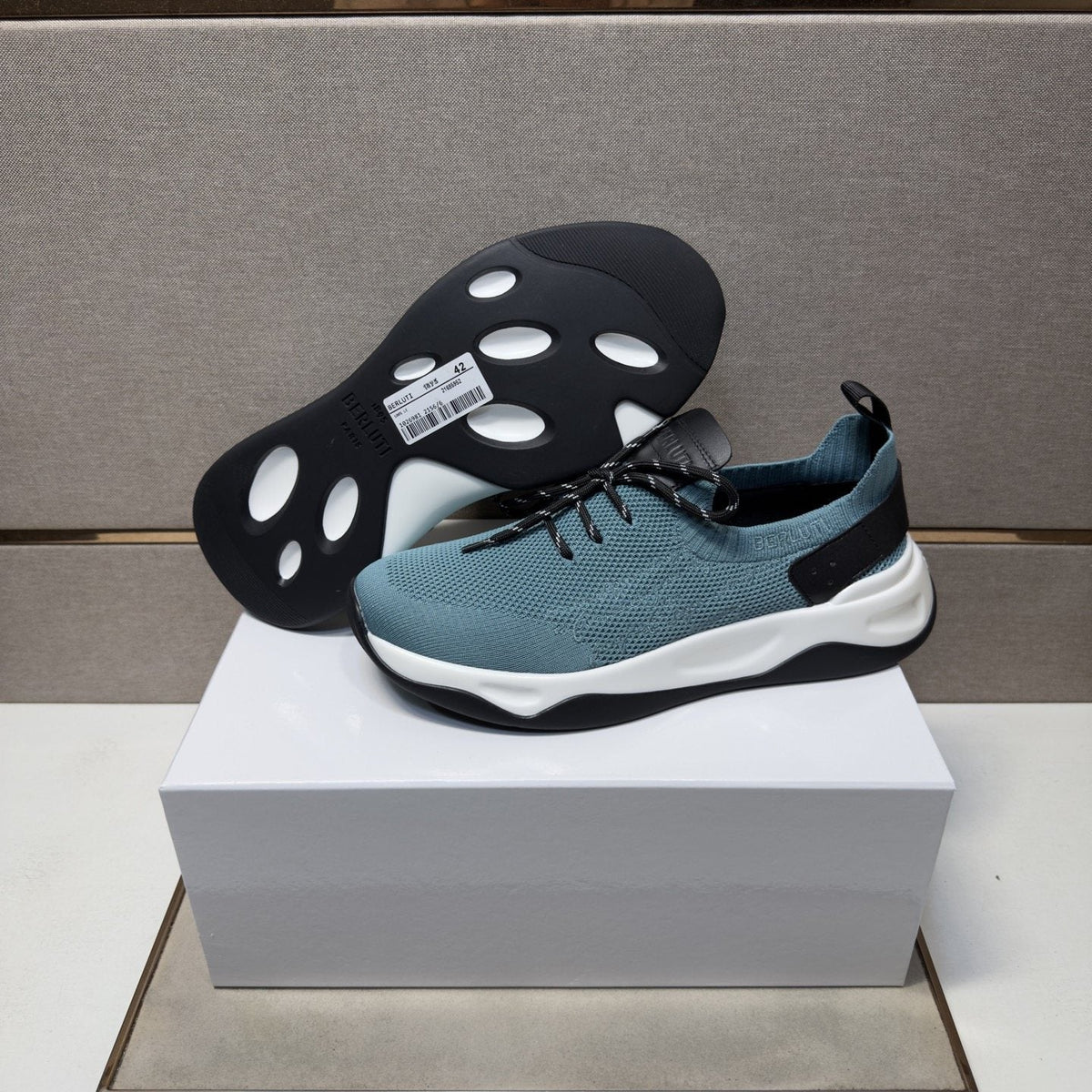 Berluti Dusty Blue Lace-Up Sneakers — side