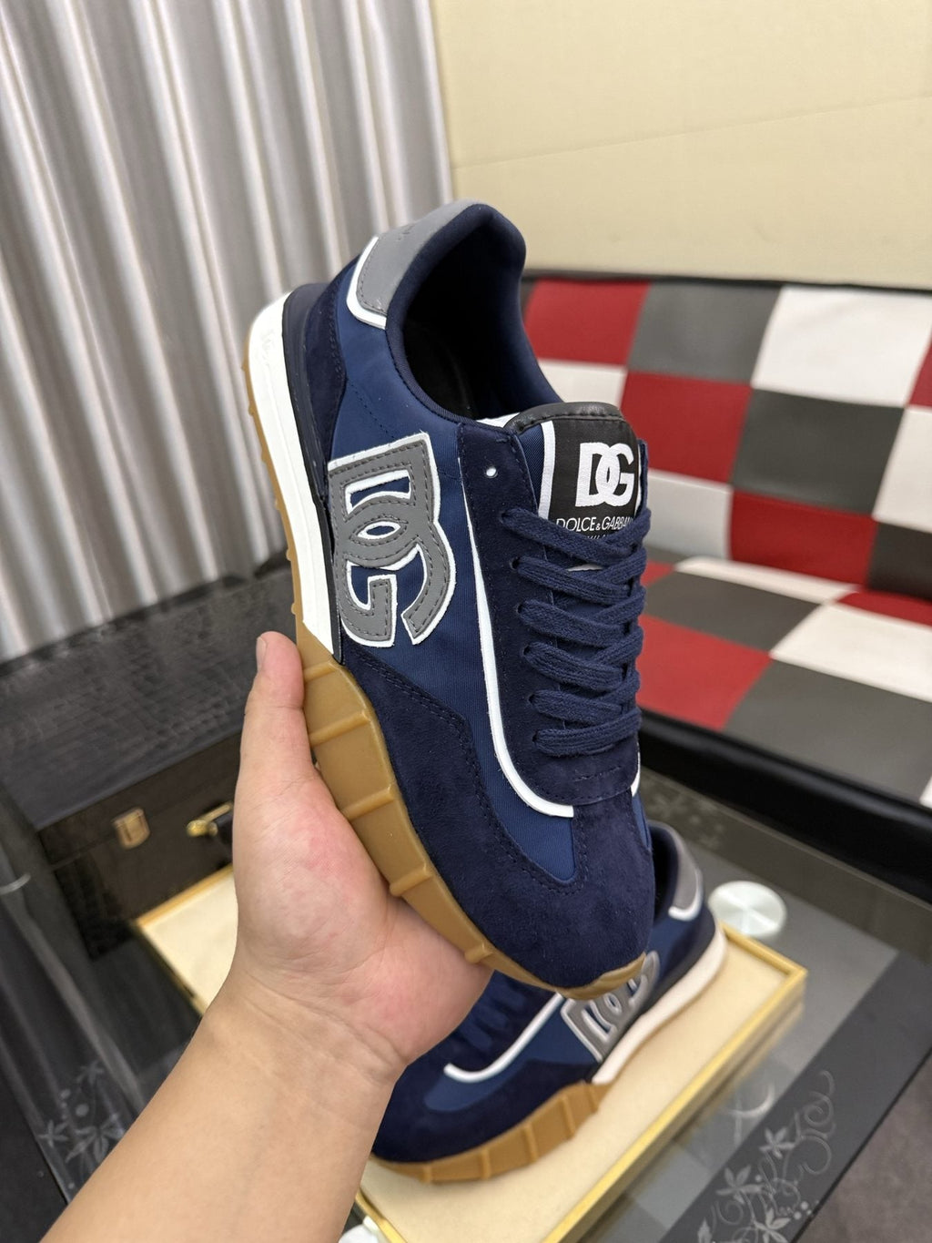 Dolce & Gabbana Navy Gum-Sole Sneakers — model