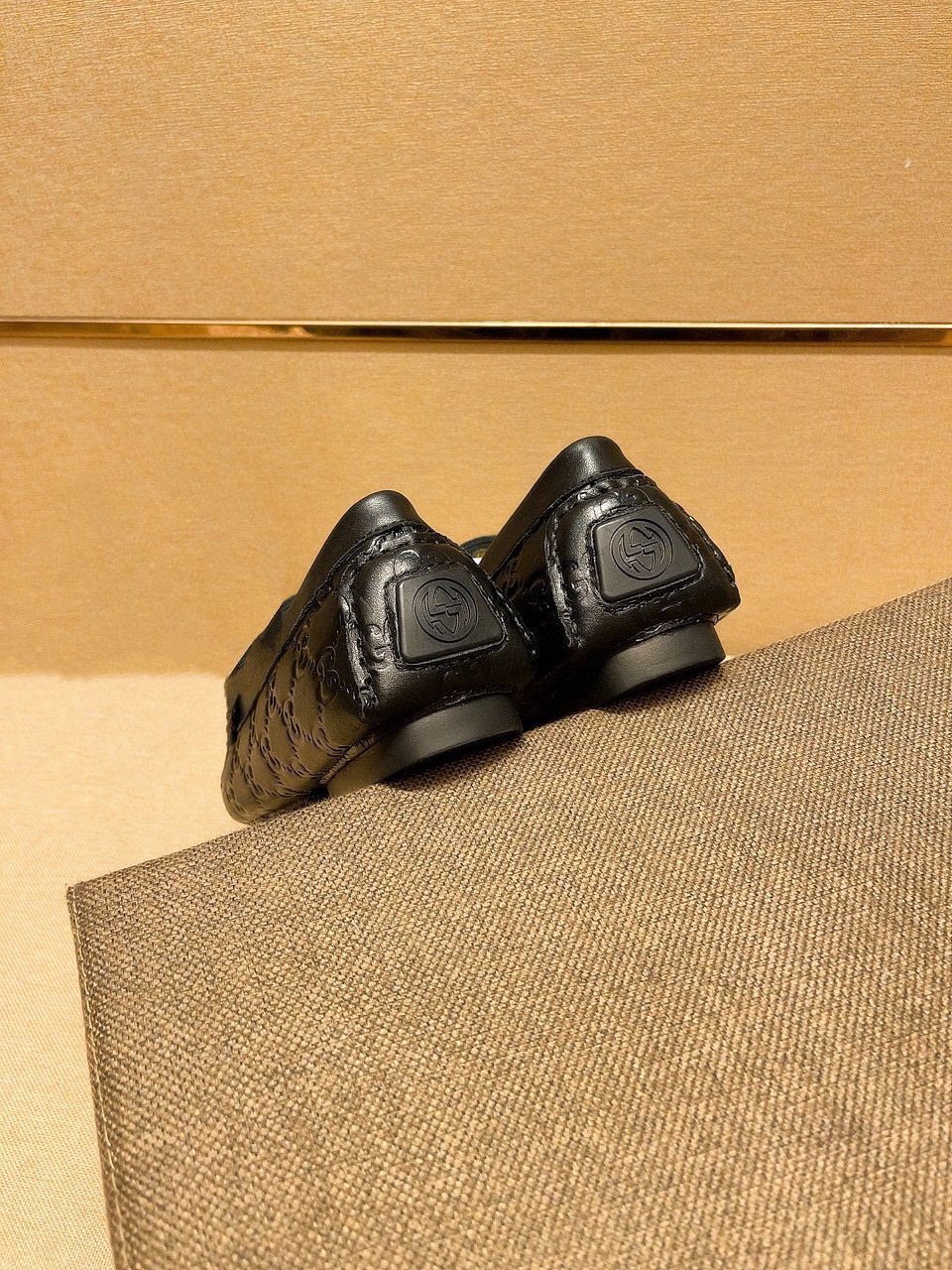 Gucci Black Embossed Loafers — back