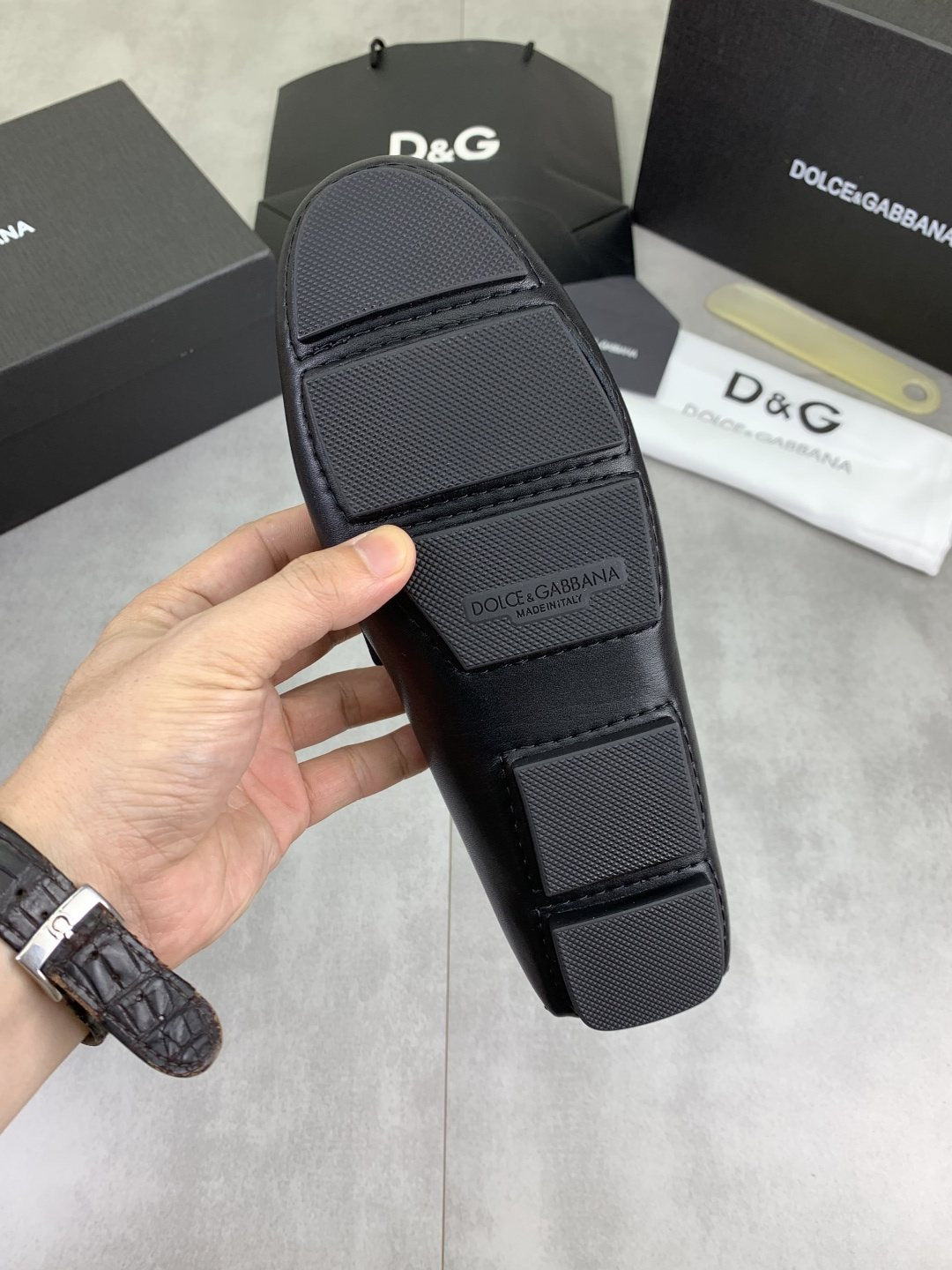 Dolce & Gabbana Navy Driving Loafers — detail