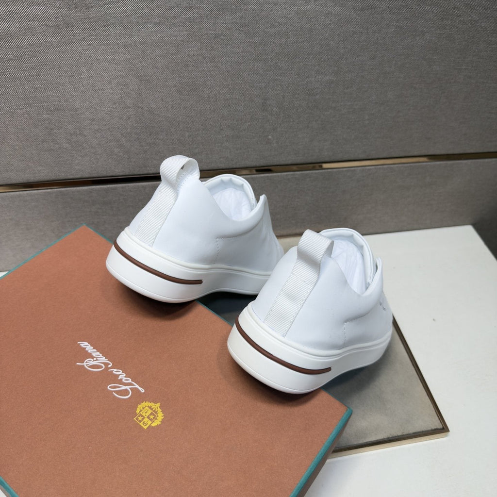 Loro Piana White Band-Detail Low-Top Sneakers — back