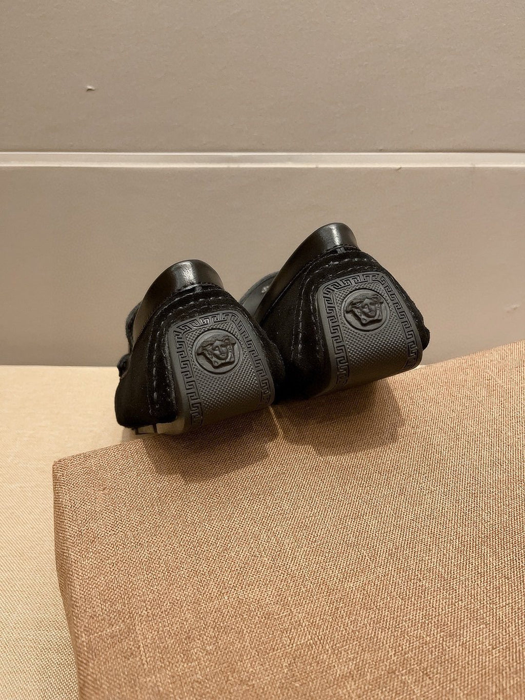 Versace Black Loafers with Silver-Tone Hardware — back