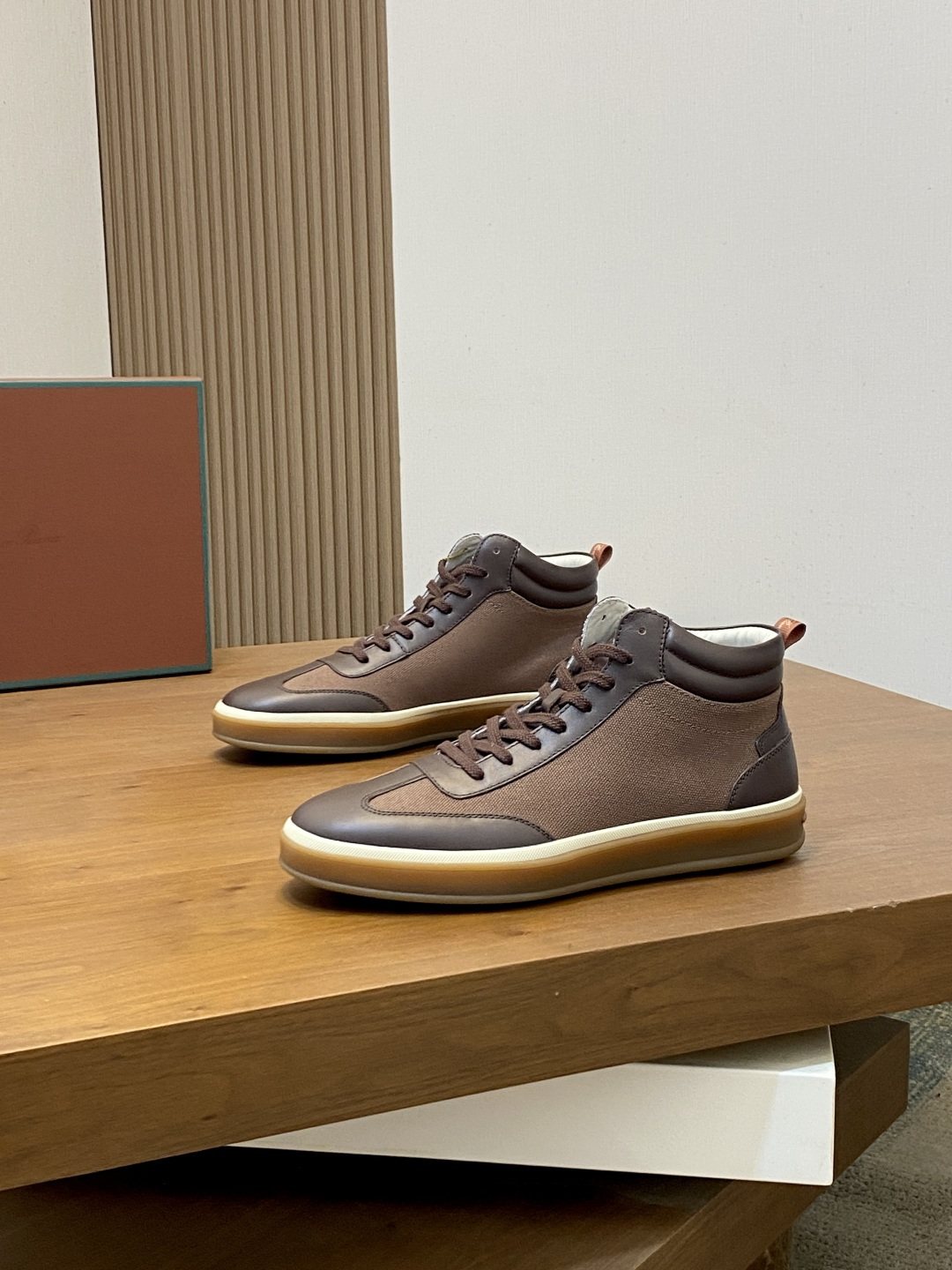 Loro Piana Paneled High-Top Sneakers — front