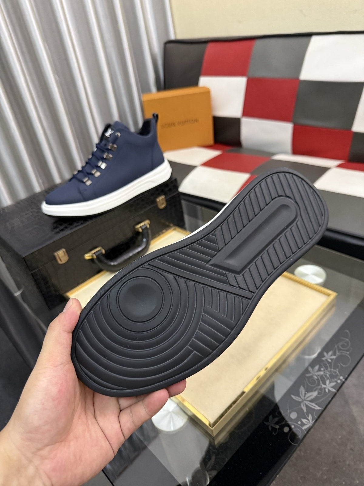 Louis Vuitton Lace-Up High-Top Sneakers — detail