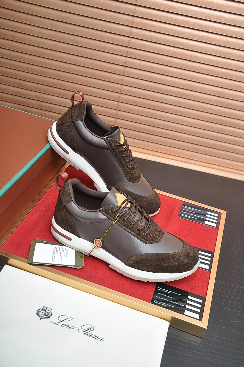 Loro Piana Paneled Lace-Up Sneakers — side