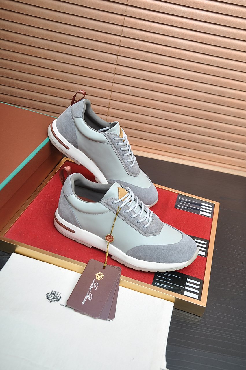 Loro Piana Paneled Lace-Up Sneakers — front