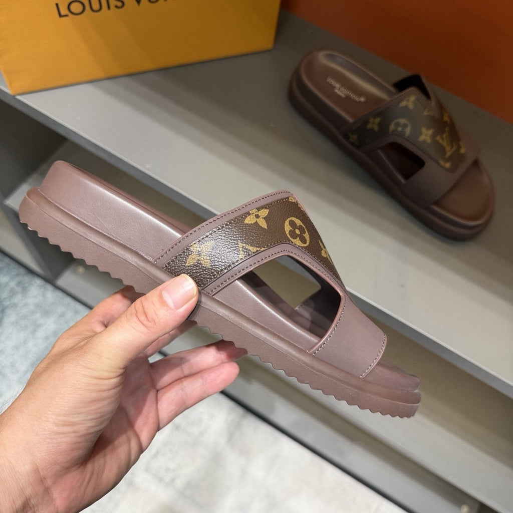 Louis Vuitton Oasis Cutout Slide Sandals — model