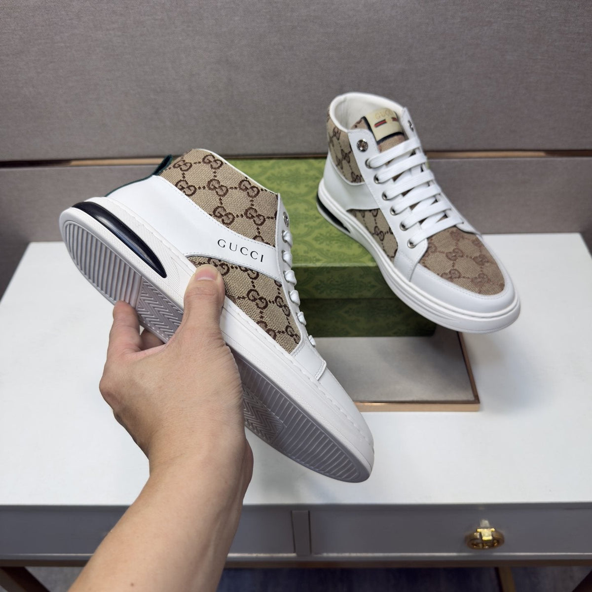 Gucci Men's Patterned High-Top Sneakers — model