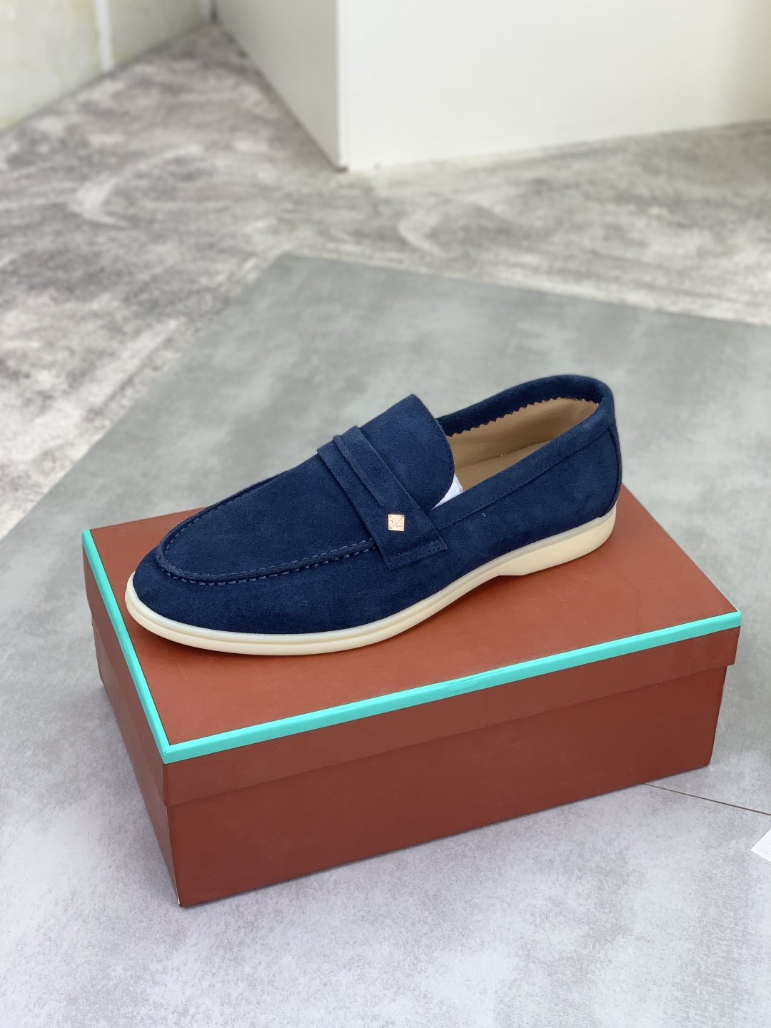 Loro Piana Textured Apron-Toe Loafers — side