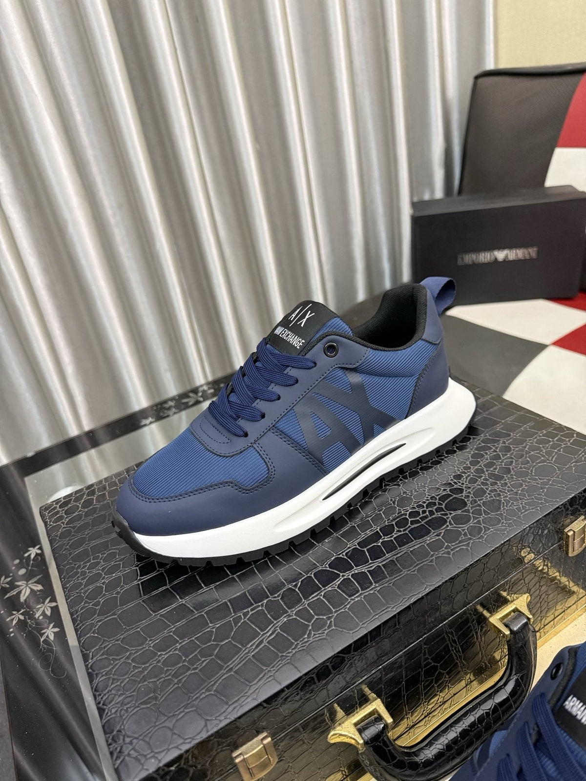 Armani Side-Graphic Casual Sneakers — front