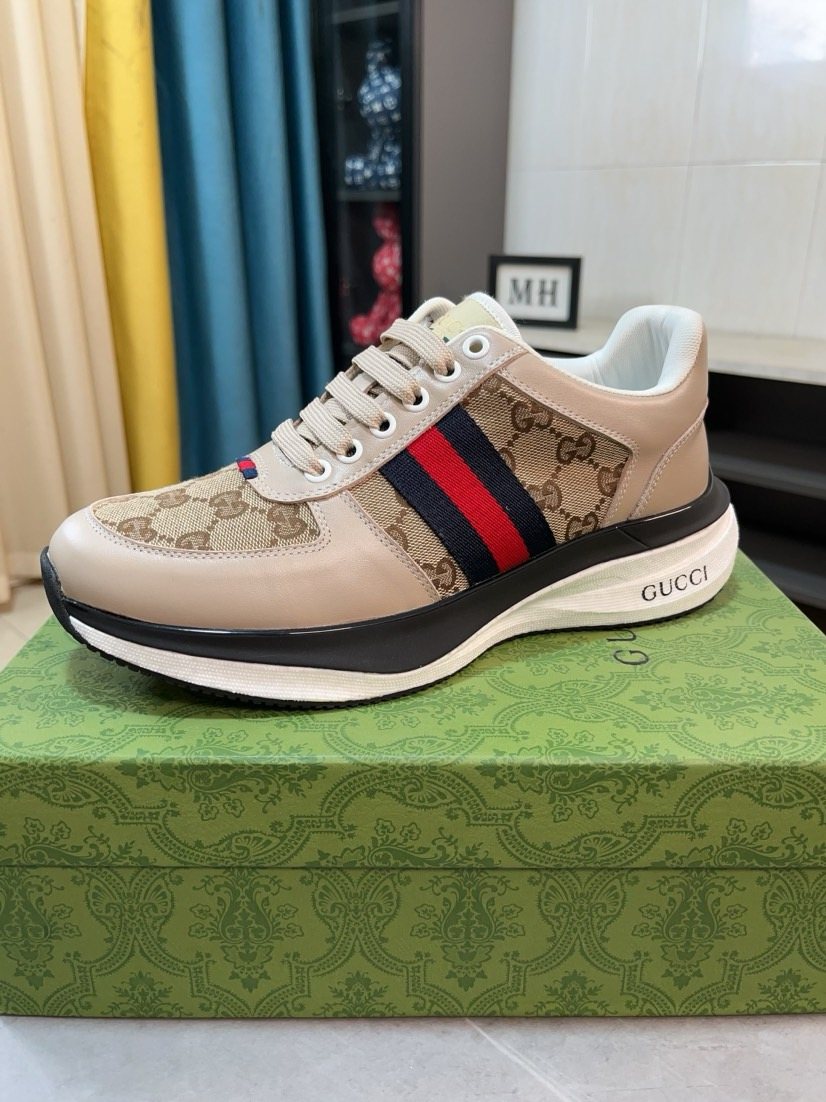 Gucci Patterned Stripe Lace-Up Sneakers — front