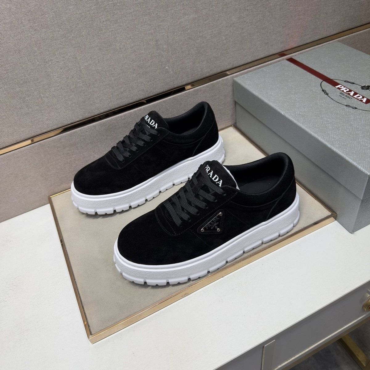 Prada Men's Paneled Chunky-Sole Sneakers — front