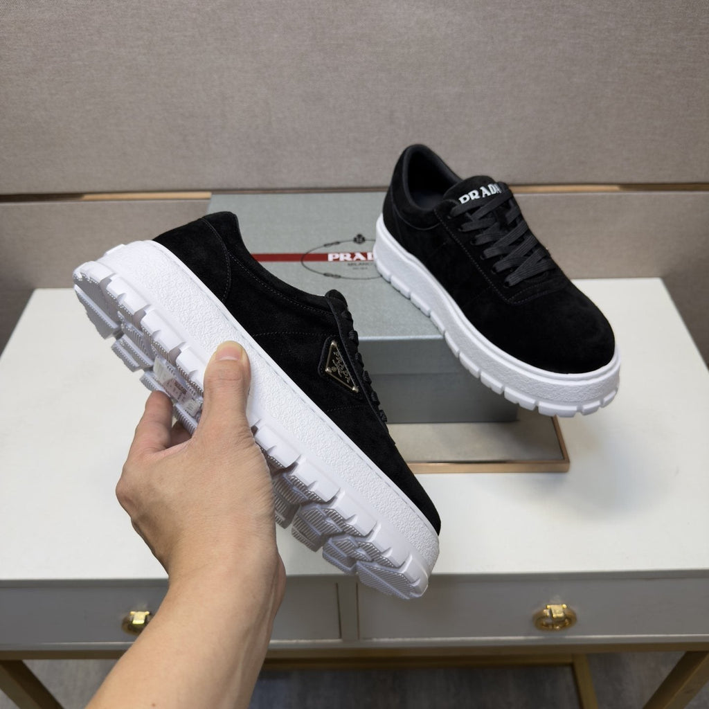 Prada Men's Paneled Chunky-Sole Sneakers — model