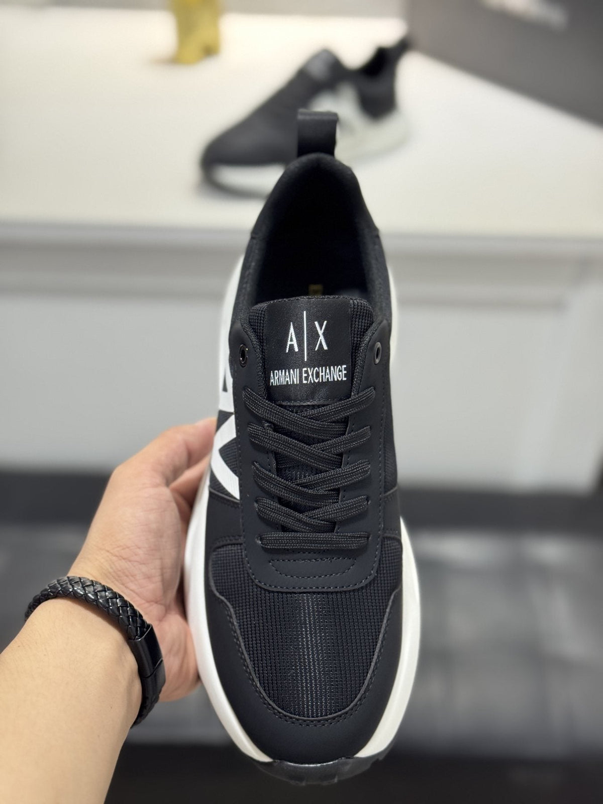 Armani Men's Graphic Side Lace-Up Sneakers — front