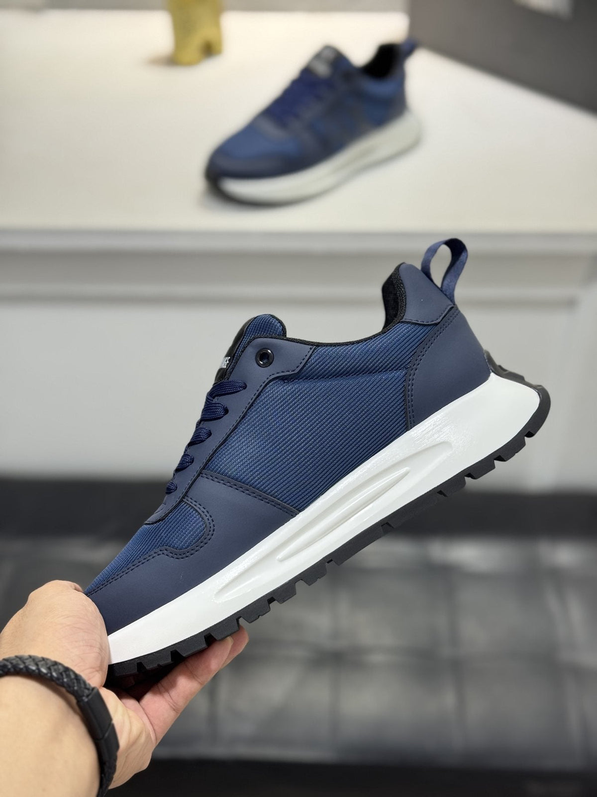 Armani Men's Graphic Side Lace-Up Sneakers — side