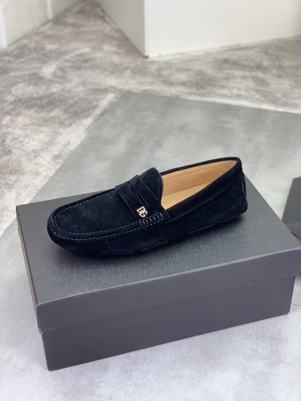 Dolce & Gabbana Men's Stitched-Toe Driving Loafers — side