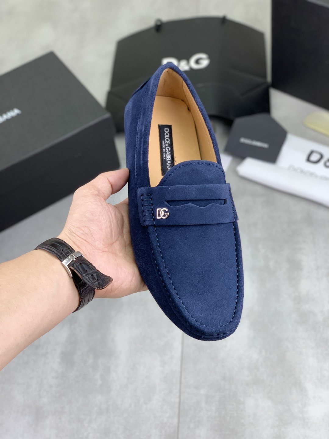 Dolce & Gabbana Men's Stitched-Toe Driving Loafers — front