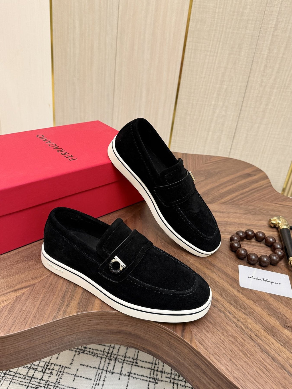 Salvatore Ferragamo Men's Textured Slip-On Loafers — front
