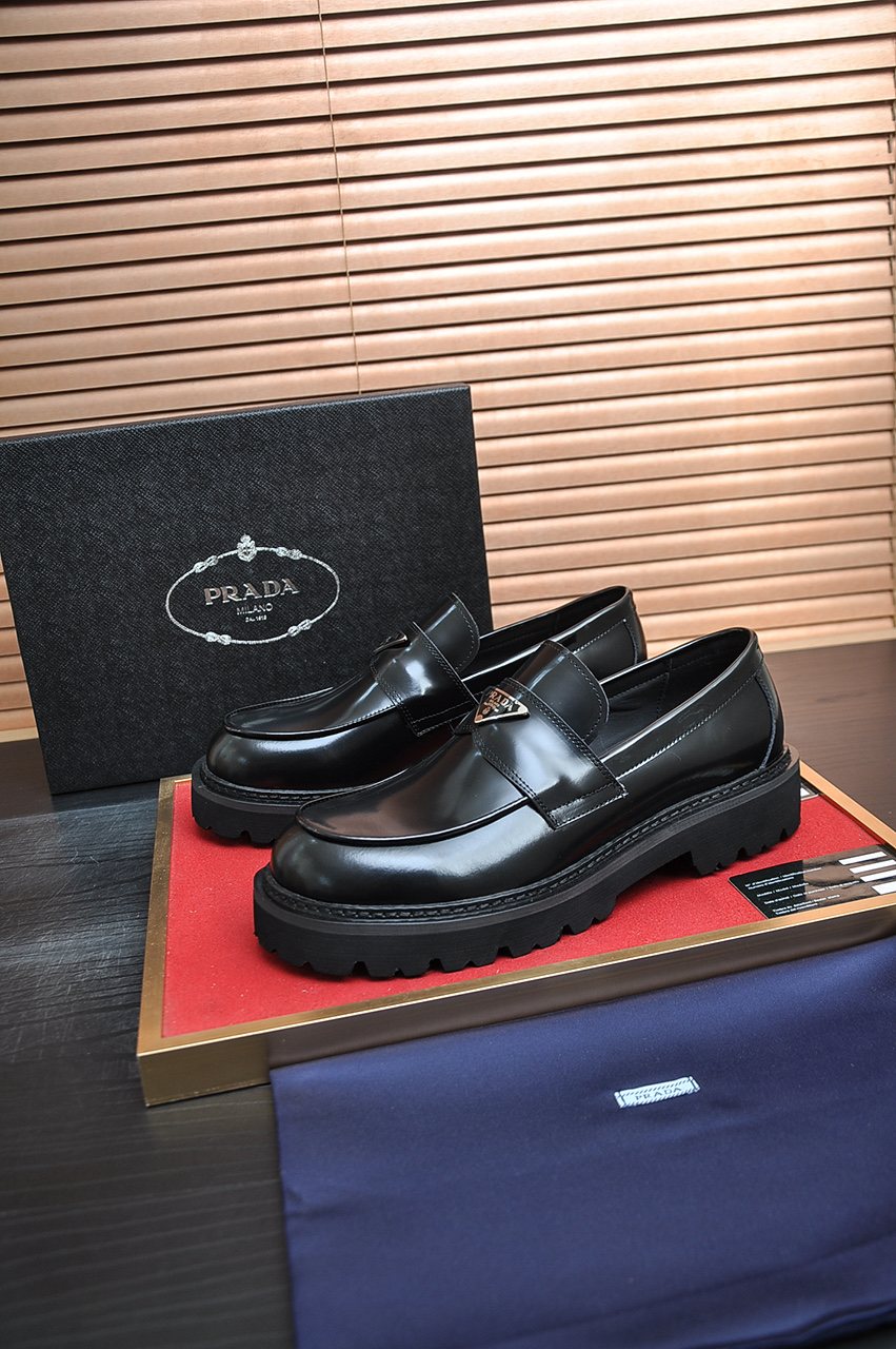 Prada Lug-Sole Strap Loafers — front