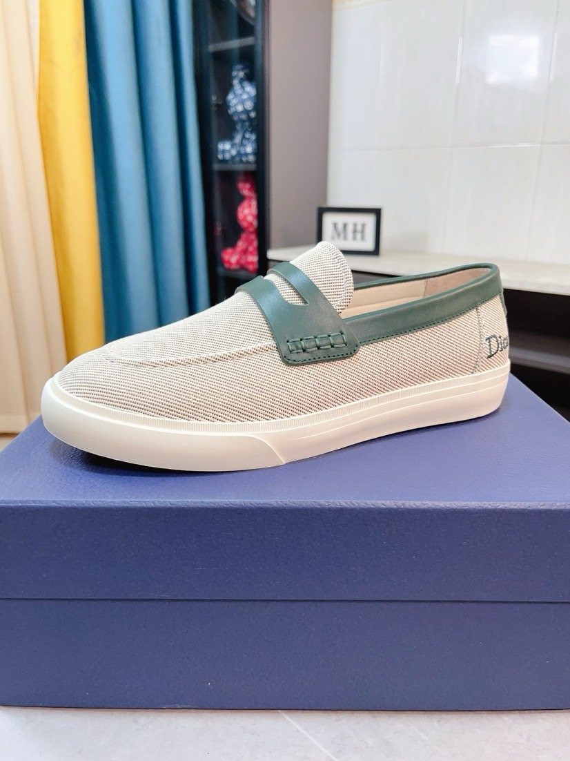 Dior Beige Contrast-Trim Loafers — hero