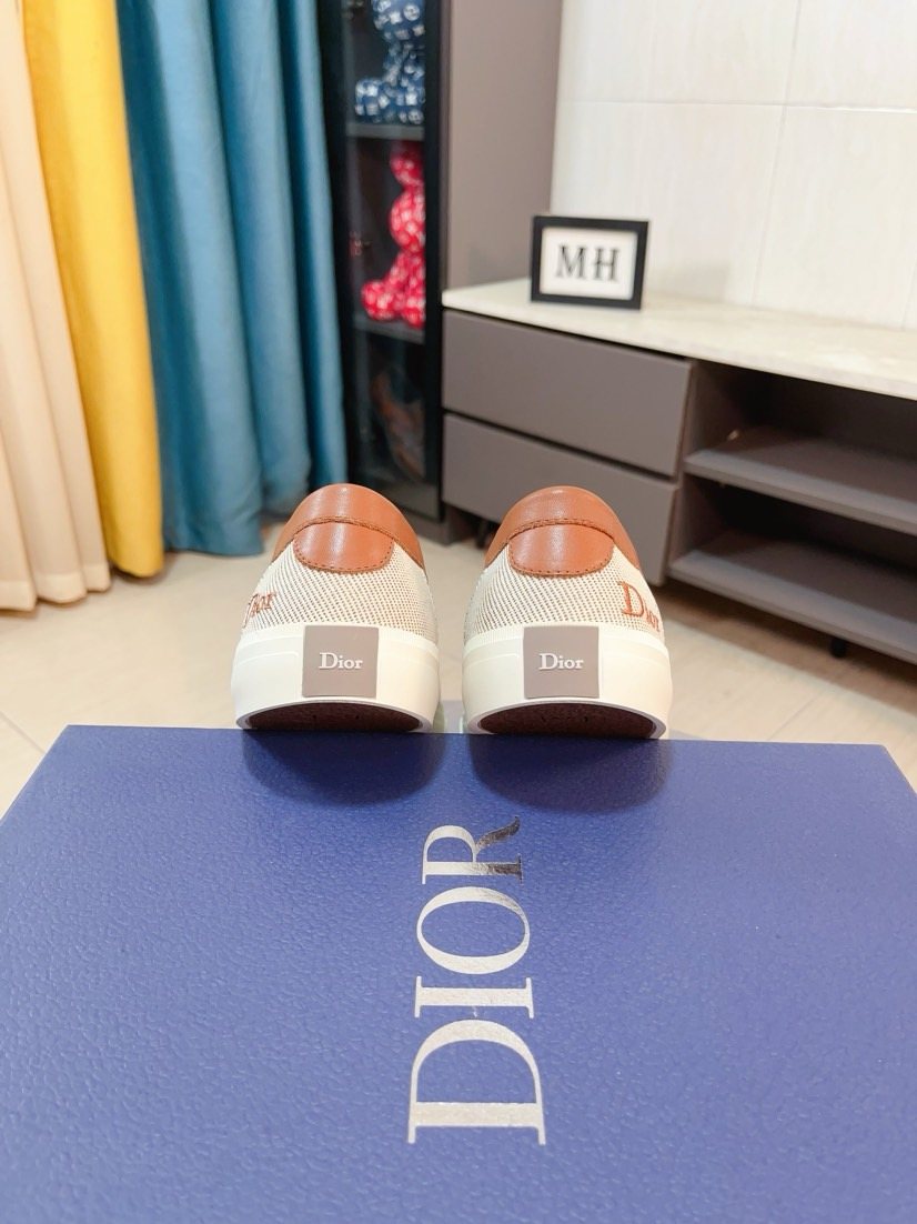 Dior Beige Contrast-Trim Loafers — back
