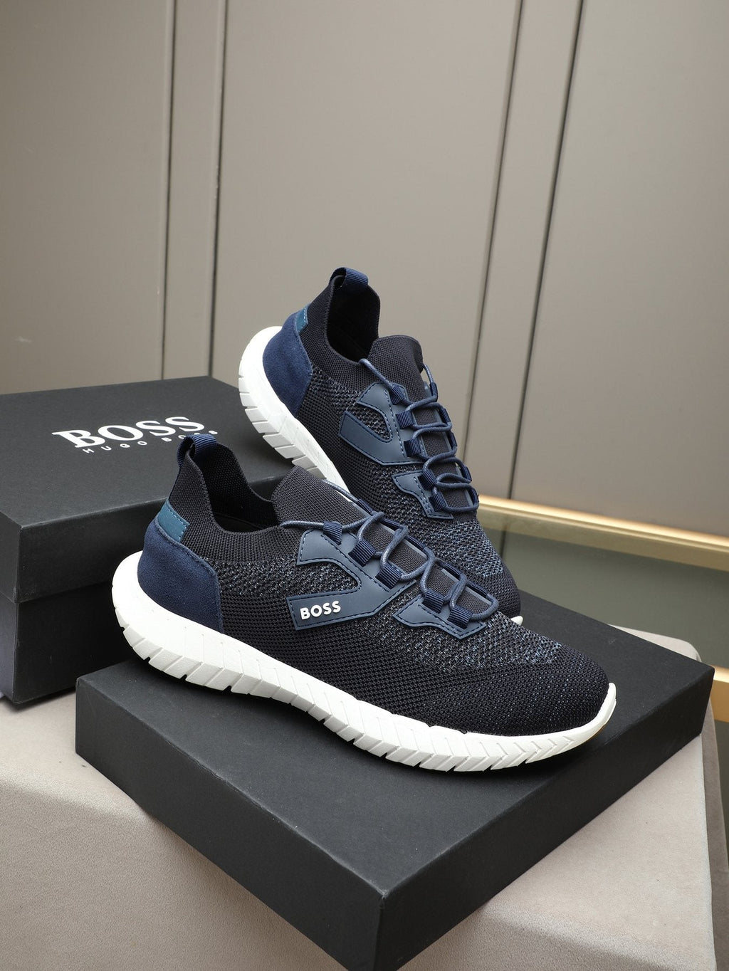 BOSS Textured Lace-Up Sneakers — back
