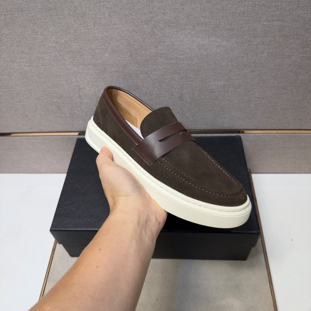 Prada Men's Penny Loafers with White Soles — model