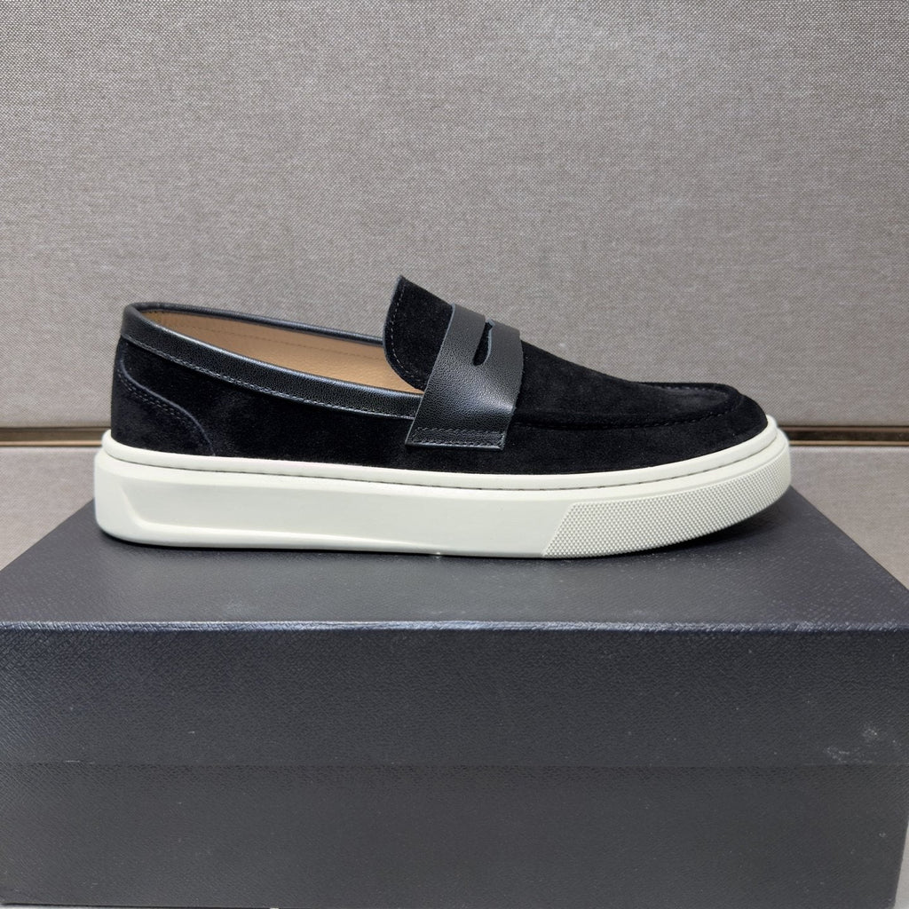 Prada Men's Penny Loafers with White Soles — side
