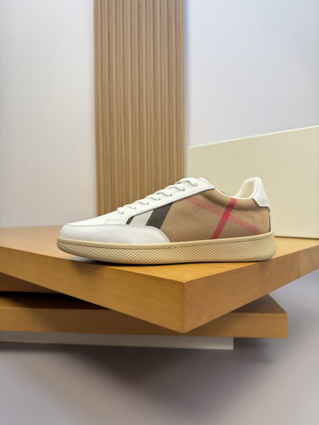 Burberry Check-Panel Low-Top Sneakers — side