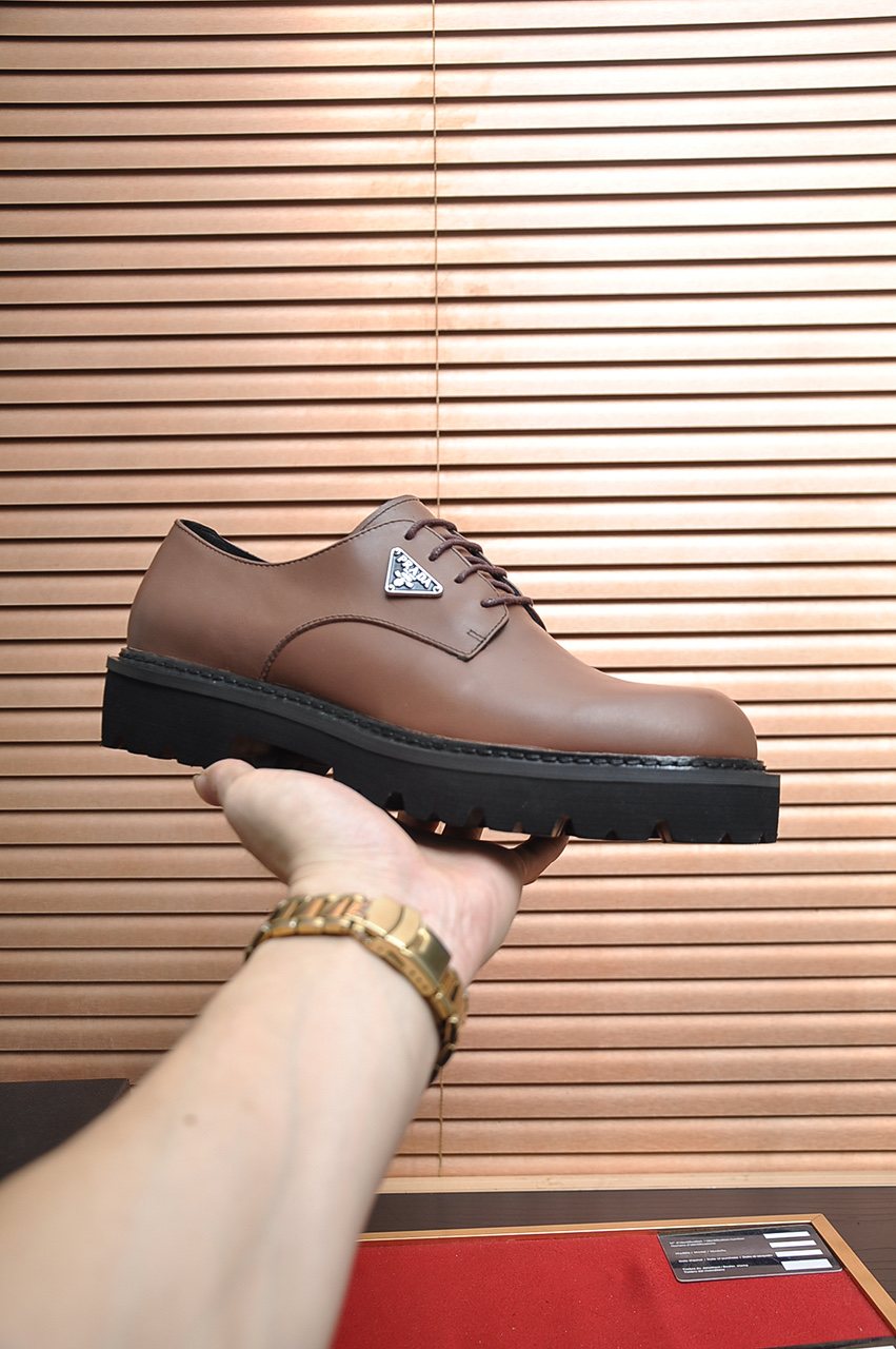 Prada Lug-Sole Lace-Up Derby Shoes — model