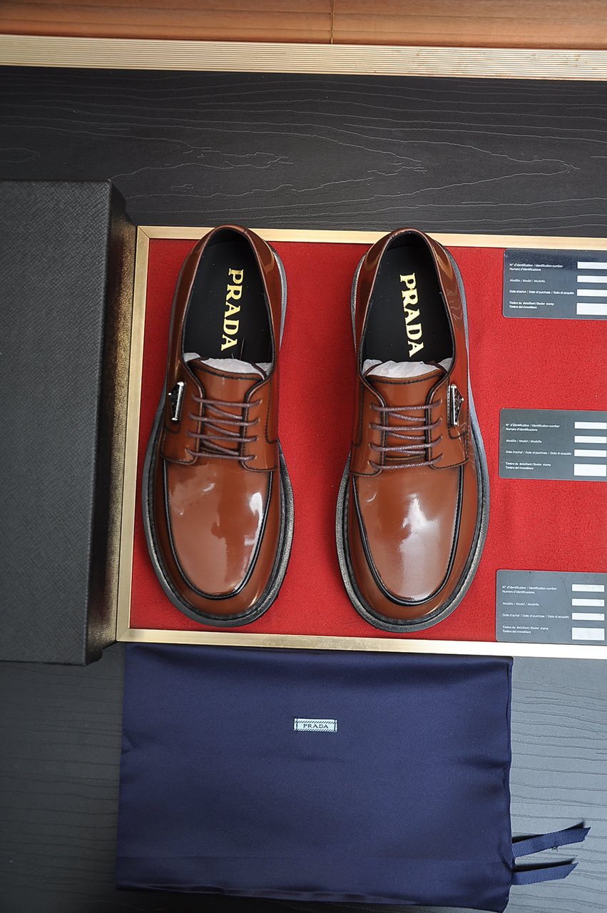 Prada Lug-Sole Lace-Up Derby Shoes — front