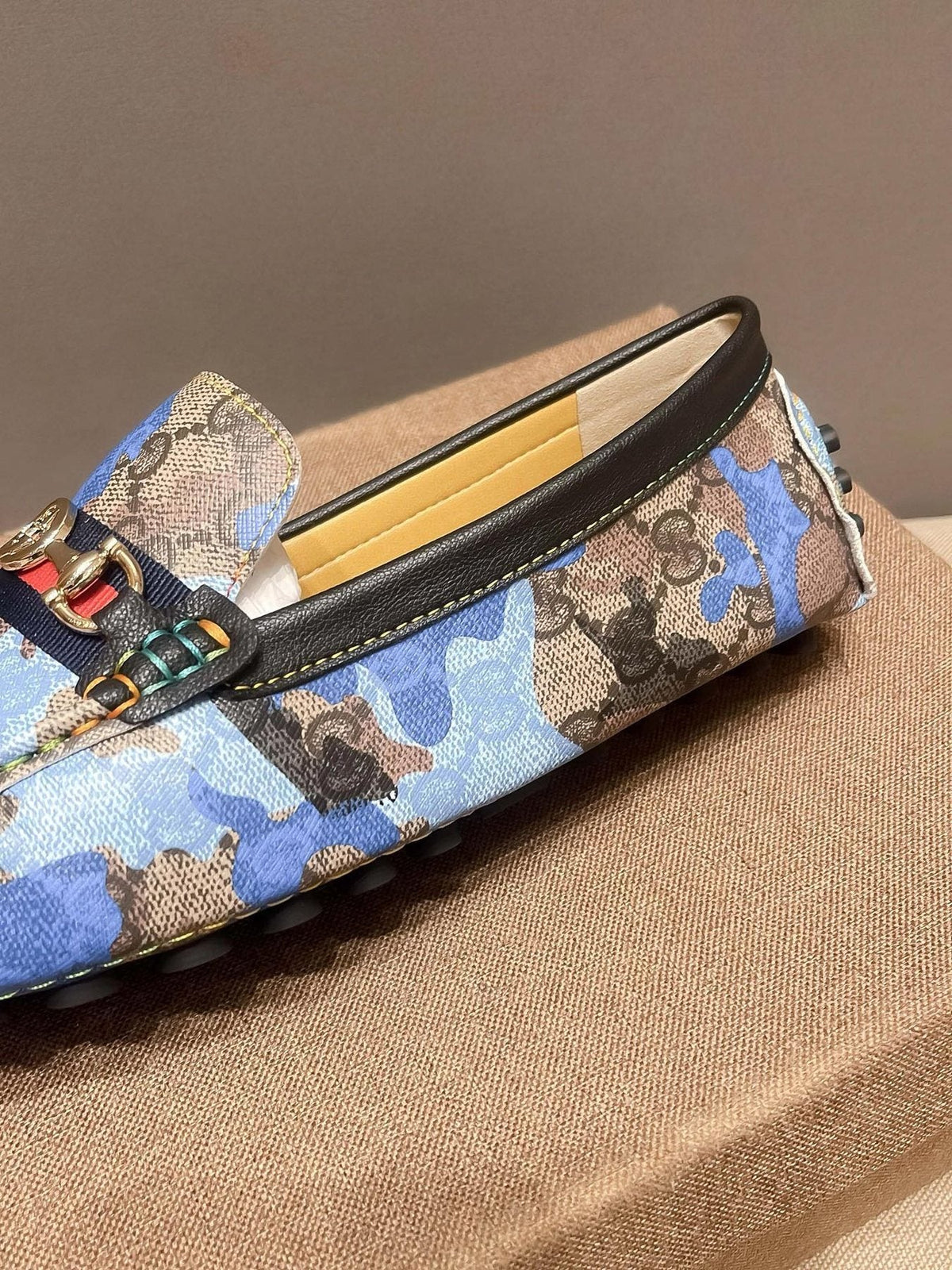 Gucci Patterned Metal-Accent Loafers — back