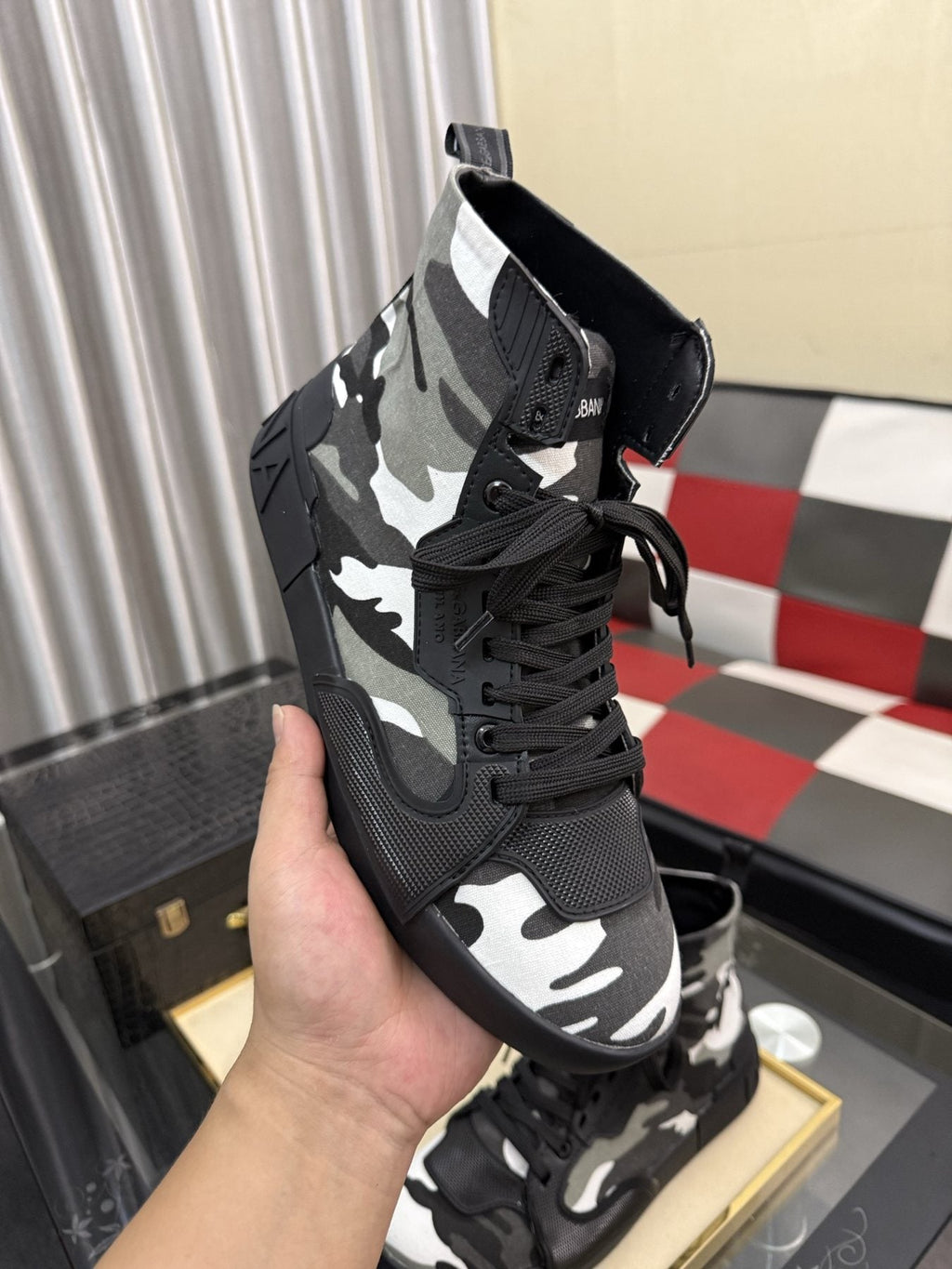 Dolce & Gabbana Paneled High-Top Sneakers — model